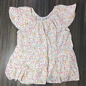 Counterparts Floral Ruffle Sleeve Top Flowy Bohemian Blouse Cottagecore Medium‎